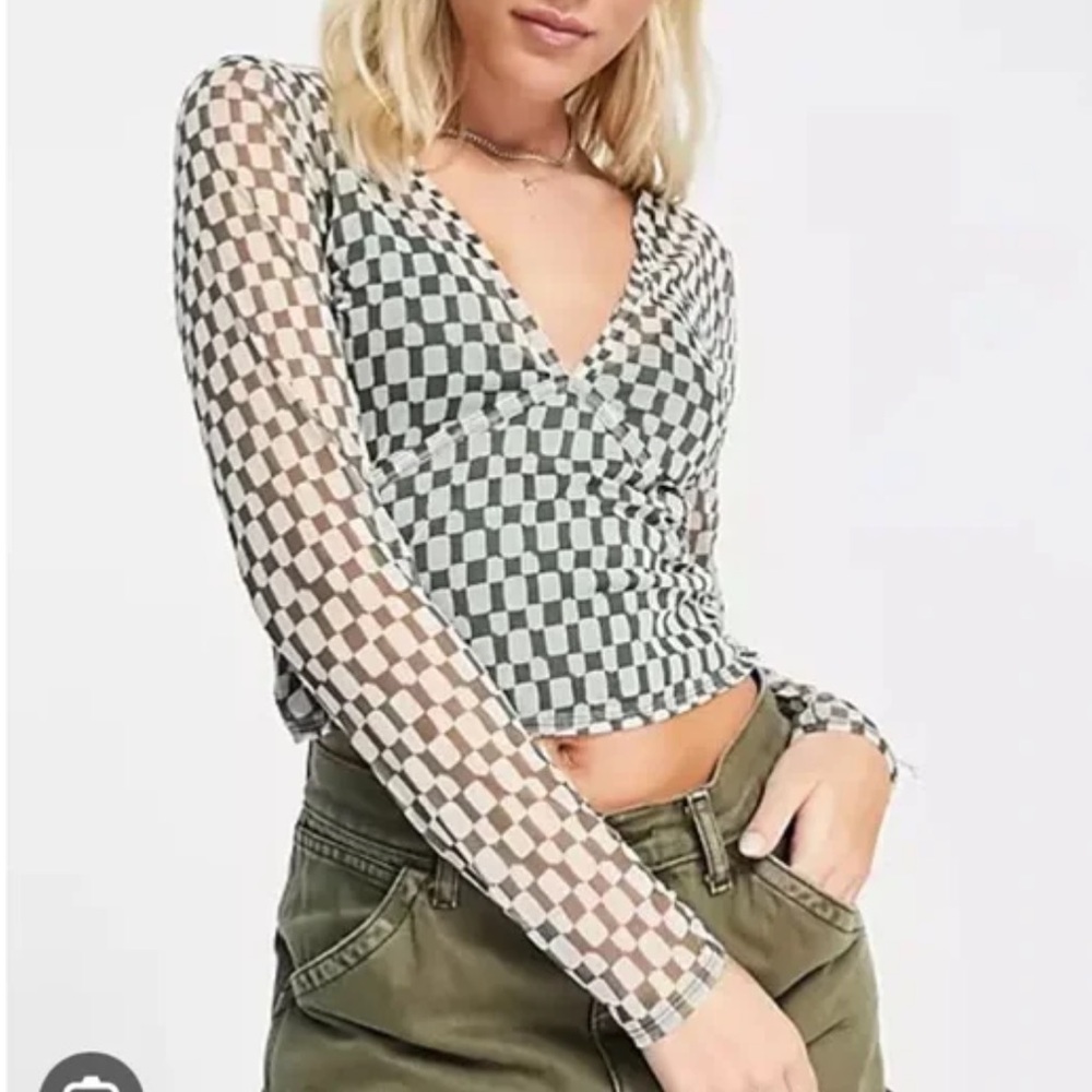 Abercrombie mesh checker long sleeve
